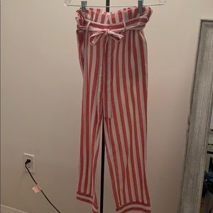 Nantucket Red Stripped Linen Pants